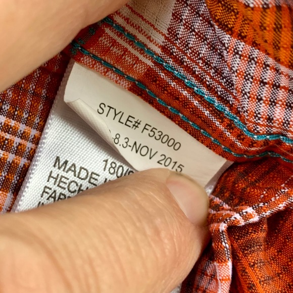 EUC Marmot Orange Plaid Short Sleeve Button Down Shirt - Picture 8 of 9